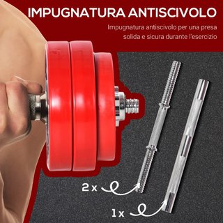 Set di Manubri Pesi 2 in 1 da 30kg, Dischi con Riv