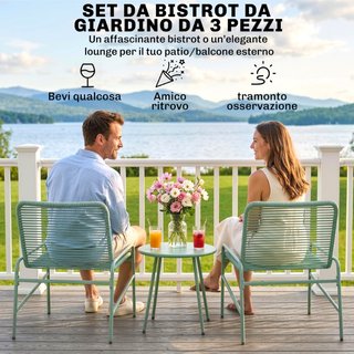 Set Bistrò Rattan 3 Pezzi: 2 Sedie, Tavolo Rotondo