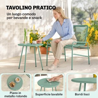 Set Bistrò Rattan 3 Pezzi: 2 Sedie, Tavolo Rotondo