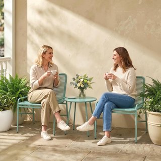 Set Bistrò Rattan 3 Pezzi: 2 Sedie, Tavolo Rotondo