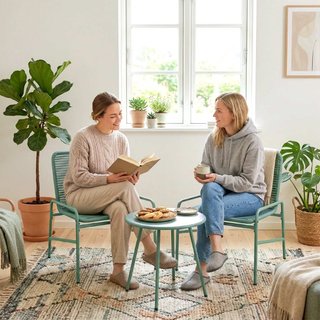 Set Bistrò Rattan 3 Pezzi: 2 Sedie, Tavolo Rotondo