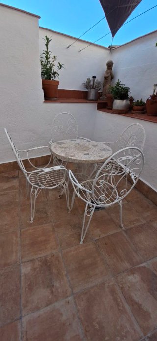 Conjunto Terraza Hierro Forjado y Mesa Terrazo
