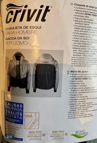 Chaqueta Esquí Hombre Crivit Talla XL Gris/Negro