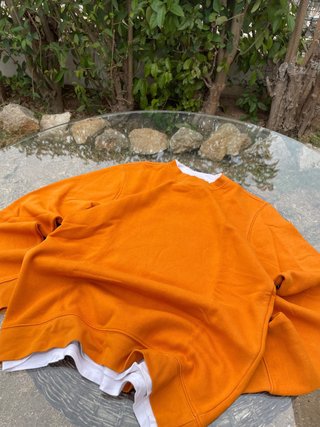 Felpa Girocollo Arancione con Bianco