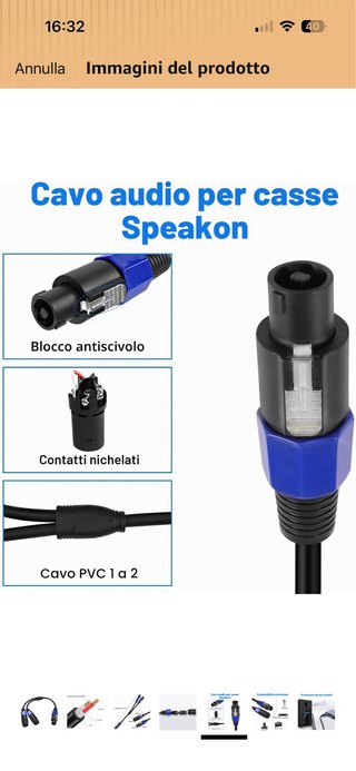Cavo Adattatore Speaker 1 Maschio 2 Femmina