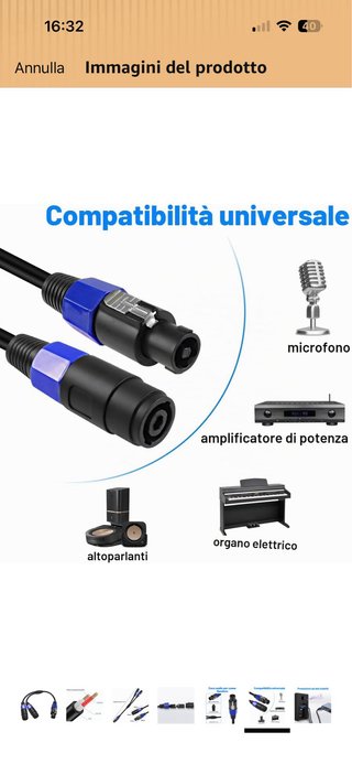 Cavo Adattatore Speaker 1 Maschio 2 Femmina