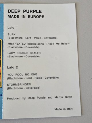 Deep Purple – Made In Europe MC Musicassetta 1976
