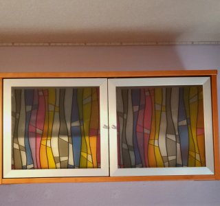 2 Módulos muebles altos pared con vitrina cristal