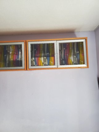 2 Módulos muebles altos pared con vitrina cristal
