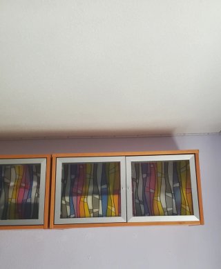 2 Módulos muebles altos pared con vitrina cristal