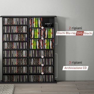 Mobile Libreria porta CD a 16 Ripiani dal Design M
