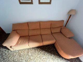 Sofá modular tela beige y marrón