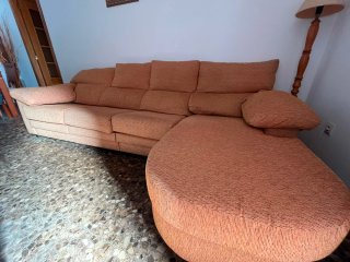 Sofá modular tela beige y marrón