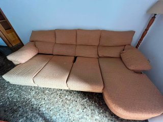 Sofá modular tela beige y marrón