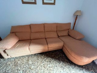 Sofá modular tela beige y marrón