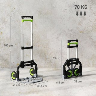 Carro plegable Capacidad 70 kg con mango telescópi
