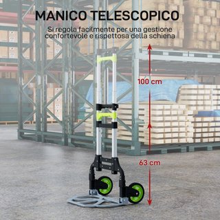 Carro plegable Capacidad 70 kg con mango telescópi