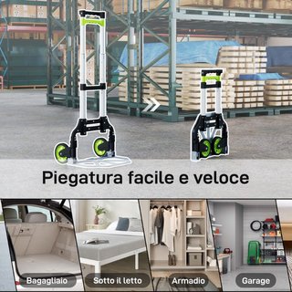 Carro plegable Capacidad 70 kg con mango telescópi