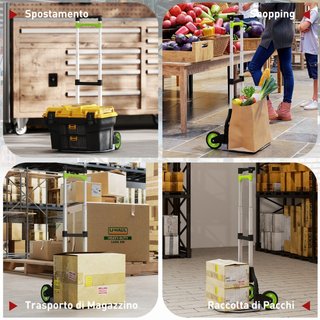 Carro plegable Capacidad 70 kg con mango telescópi