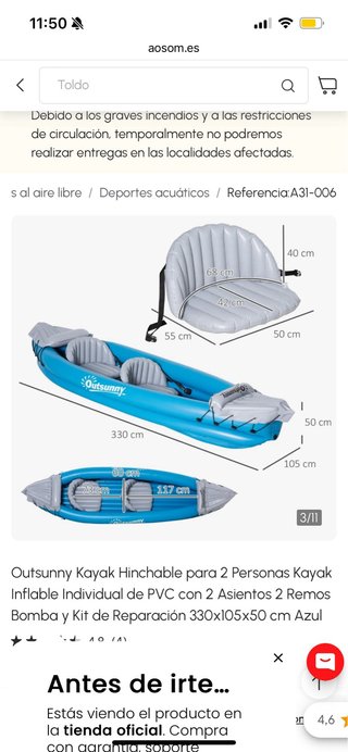 Kayak Hinchable Outsunny 2 Personas.