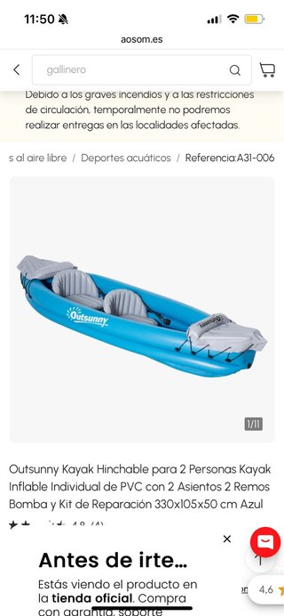 Kayak Hinchable Outsunny 2 Personas.