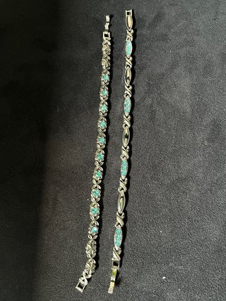 Bracciale fiore strass turchese e metallo