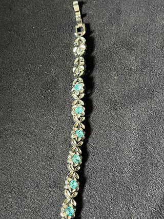 Bracciale fiore strass turchese e metallo