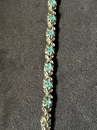 Bracciale fiore strass turchese e metallo