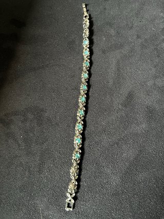 Bracciale fiore strass turchese e metallo