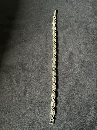 Bracciale fiore strass turchese e metallo