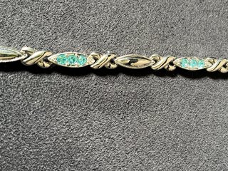 Bracciale fiore strass turchese e metallo