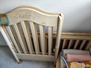 Cuna madera bebé + accesorios