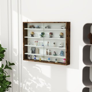4 Estantes ajustables, vidrio y pared de madera, 8