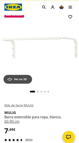 Perchero Extensible Ikea MULIG Blanco