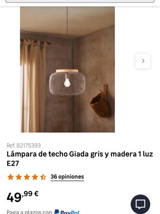 Lámpara colgante metal y madera