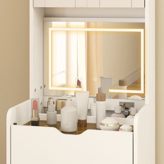 Toeletta Trucco con Specchio Illuminato e Sgabello