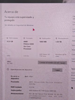 PC sobremesa FX-6300 · 32 GB RAM · SSD 500 GB