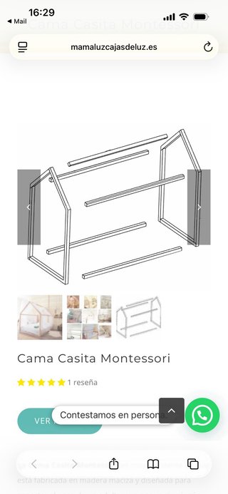 Cama Montessori Casita + Somier 70x140