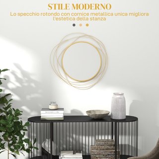 Specchio Moderno e Rotondo Decorativo a Muro con G