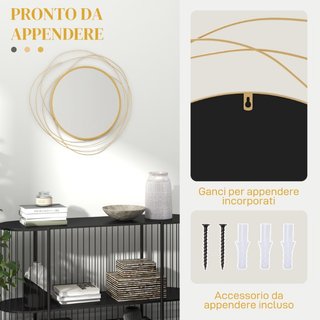 Specchio Moderno e Rotondo Decorativo a Muro con G