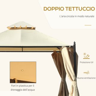 Gazebo da Giardino 3 x 3m con 4 Tende Laterali e D