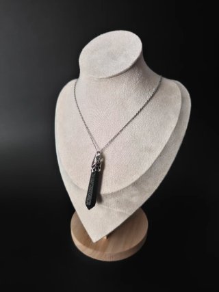 Colgante Piedra Volcánica Negra y Plata