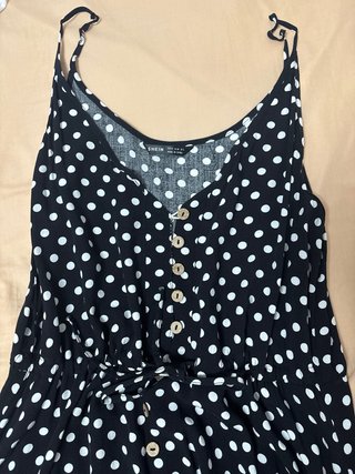 Vestido midi lunares negro y blanco