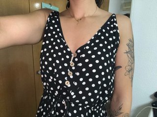 Vestido midi lunares negro y blanco
