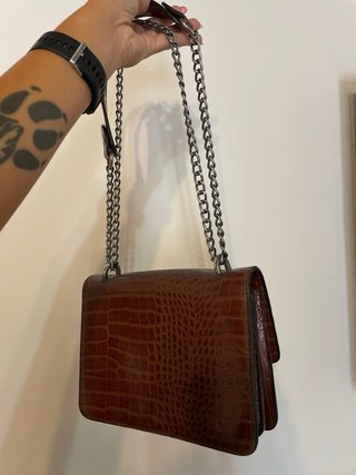 Borsetta effetto coccodrillo marrone