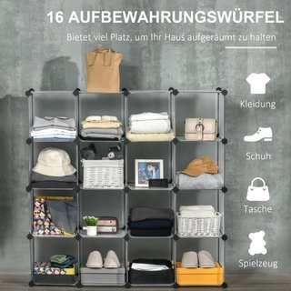 Sistema de estantería modular con 16 cajas separad