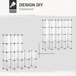 Sistema de estantería modular con 16 cajas separad