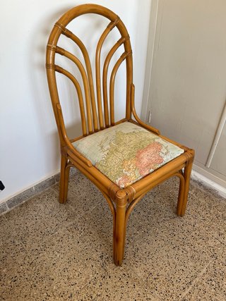 Mesa vintage bambú y cristal