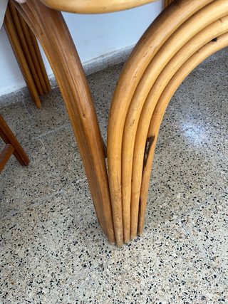 Mesa vintage bambú y cristal