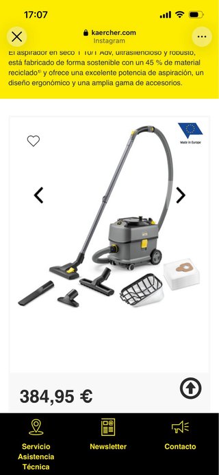 Aspiradora Karcher T 10/1 Adv Profesional